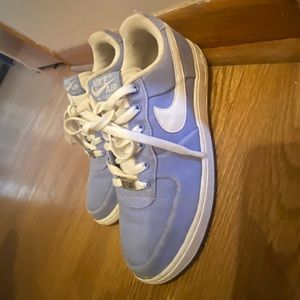 Canvas baby blue   Air Force, one Nike gym shoe size 8 1/2 in women’s